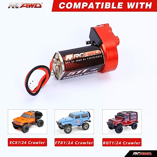 RCAWD Barrage 51T 180 Motor Metal Gearbox Combo Transmission Set for 1/24 ECX Barrage RGT FTX 1/24 Series Upgrades Part Red - color: Red
