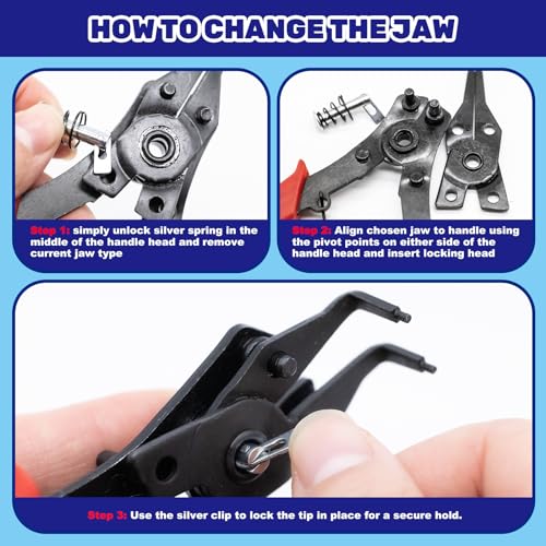 870Pcs Alloy Steel M4-M28 C-Clip External Circlip Snap Rings and 1.5mm-10mm E-Clip Retaining Rings with Snap Ring Pliers for Automobiles Motorcycle Lawnmowers Electrical Appliances