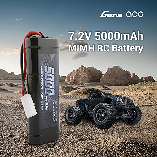 Gens ace 7.2v 5000mAh NiMh Rechargable RC Battery Packs for RC Cars,Electric Rc Monster Trucks,TRX, LOSI, Associated, HPI, TMY, Kyosho with TMY Connectors