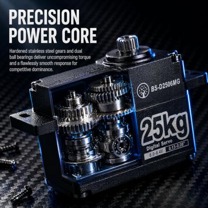 25KG Large Torque HV IP67 Waterproof Digital Servo with 25T Servo Horn Full Metal Gear for RC Car and Truck Robot Parts (BS-D2506MG-180 Degree) - color: Bs-d2506mg-180 Degree