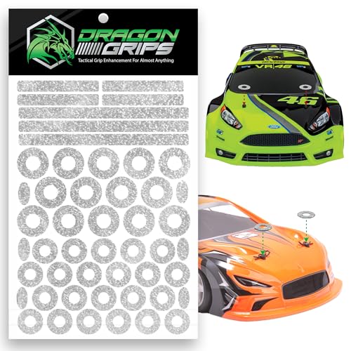Dragon Grips RC Body Clip Hole Protectors, 49pcs, Clear PVC Stickers | For 1/10 RC Crawler Body Shells, Stick-On Accessories, Prevent Clip Hole Damage & Cracking, Protect Custom-Painted Bodies - color: Clear/49pc