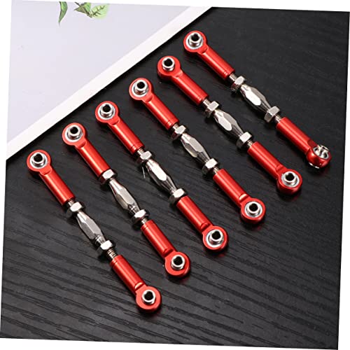 Alasum 6pcs Adjustable Aluminum Rod Linkage Steering Rods for Rc Redcat Hsp Racing Hpi Truck Buggy Upgrade Parts Red Easy to Install