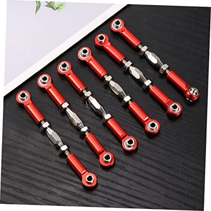 Alasum 6pcs Adjustable Aluminum Rod Linkage Steering Rods for Rc Redcat Hsp Racing Hpi Truck Buggy Upgrade Parts Red Easy to Install