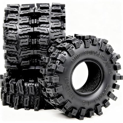 HOBBYSOUL 72mm RC 1.3 Tires Mud Slingers X 4-Pack For TRX4M SCX24 Crawlers | Super soft sticky tires for mud & rock climbing,foam inserts,upgrade for 1/18 TRX4M High Trail & 1/24 micro RC crawler - style: 1.3 Mud Slingers X Tires-72mm Tall