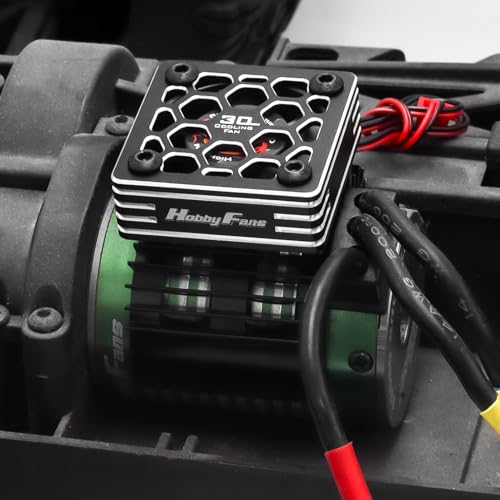 RC Motor Heat Sink with 2PCS Cooling Fan and Metal Cover Fit 540 550 3650 F540 3660 3670 Brushless Motor Engine Heatsink for 1/10 RC Car Truck Buggy Crawler - style: Black, w/ Metal Cover & Extral Fan