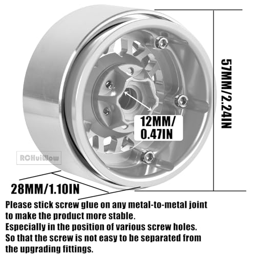 RC 1.9" Beadlock Wheels Rims for 1/10 SCX10 90046 AX103007 TRX4 TRX6 D90 VS4-10 MST CFX Gen8 Gen7 RC Crawler,Alloy Aluminium 1.9 rc Wheel Rim w/Rings,Silver w/Navy Blue - color: Silver(4pcs)