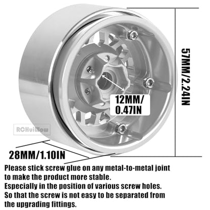 RC 1.9" Beadlock Wheels Rims for 1/10 SCX10 90046 AX103007 TRX4 TRX6 D90 VS4-10 MST CFX Gen8 Gen7 RC Crawler,Alloy Aluminium 1.9 rc Wheel Rim w/Rings,Silver w/Navy Blue - color: Silver(4pcs)