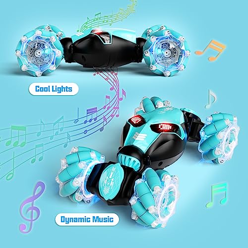 Remote Control Car Gesture Sensor RC Stunt Cars Toys Gifts for Kids | 2.4GHz 4WD Rc Car, Double Sided, 360° Flips Off Road Vehicle, Toy with Lights/Music