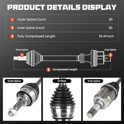 Front CV Axle Shaft Assembly Fits for Toyota 4Runner 2003-2022, for Tacoma 2005-2020, for FJ Cruiser 2007-2014, Fits for Lexus GX460 2010-2022, GX470 2003-2009, Replace for 66-5235, 2pc