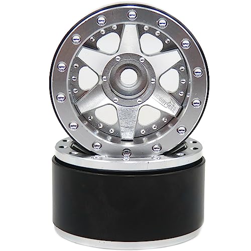 hobbysoul Adjustable Offset 1.0 Beadlock Wheels Rims Hex 7mm for RC Micro Crawler 1/18 TRX4M Axial SCX24 90081, (4-Pack) - color: Silver