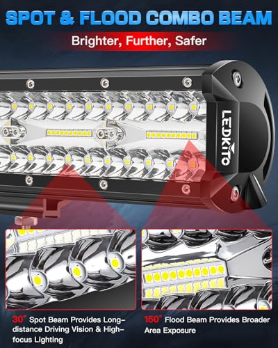 20 Inch LED Light Bar Spot Flood Combo 280W with Wiring Harness Kit | Triple Row LED Off Road Driving Work Light Bars Kit with 3Pin Rocker Switch for Je-ep Trucks SUV Pickup Tractor Golf Ford GMC - size: 20 Inch LED Light Bar Kit