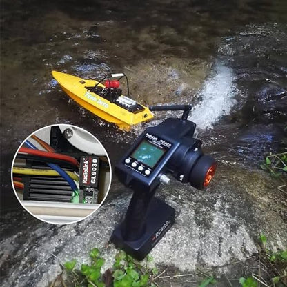 Radiolink RC6GS V3 RC Transmitter, R7FG Gyro Receiver and Brushed Cool 9030 ESC Combo, 7 Channels 2.4GHz Surface Remote Controller 90A ESC/BEC, 30 Models Strorage for Crawler, Buggy, Car, Boat