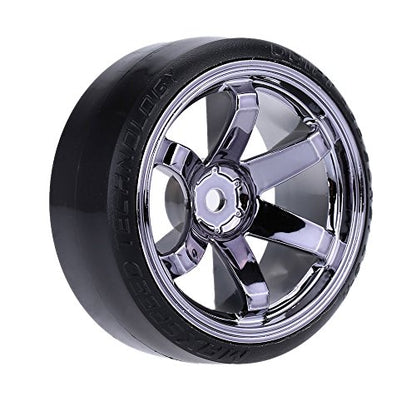 GoolRC 4PCS/Set 1/10 Drift Car Tires Hard Tyre Replacement for Traxxas HSP Tamiya HPI Kyosho On-Road Drifting Car (Titanium) - color: Titanium