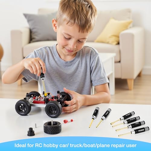 4.26 Inch Mini 7pcs Micro RC Hex Nut Screwdriver Set (2.0-5.0) mm | Hex Head Nut Driver Set, Durable Hex Socket Set RC Tools Kit with Replaceable Tips for 1/24 &1/18 RC Car Truck Hobby Repair