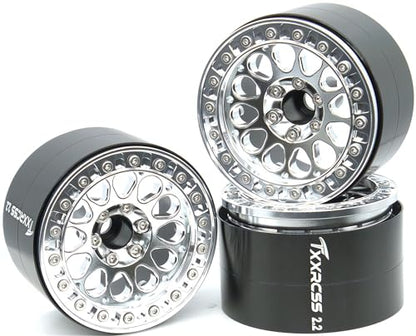 RC 2.2 Aluminum Alloy Beadlock Wheels and Tires Upgrades Accessories Rims for 1/10 SCX10 TRX4RC4WD and D90 RC Crawler Axial Remote Control Car (4pc) (Silver) - color: Silver