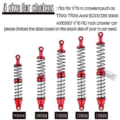 130mm RC Shocks Absorber Upgrades for 1/10 RC Hobby Cars,7075 Aluminum Full Metal Front Rear Shocks Absorber Damper,4PCS Red - size: 130 MM (5.12 in)