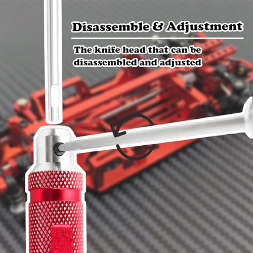 4 Pieces Hex Screw Driver Set 1.5mm 2.0mm 2.5mm 3.0mm Allen Wrench Keys Screwdriver Kit RC Repair Tools for Traxxas RC Car Drone Multi-Axis Helicopter Arrma Axial Losi Redcat Racing (Red) - color: Red