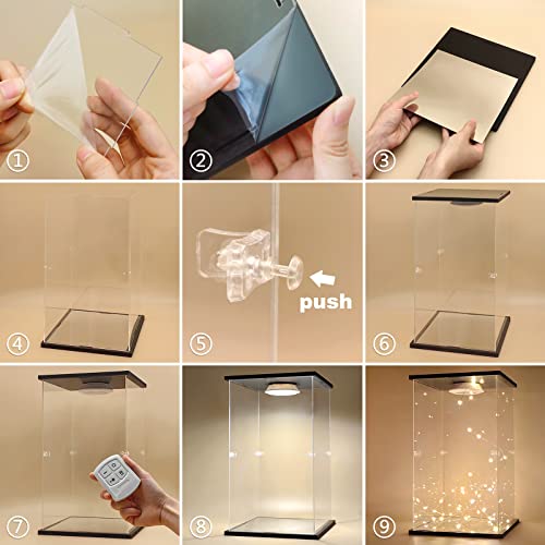 NONEMEY Clear Acrylic Display Case with Remote Control Light for 1000% Bearbrick, Dustproof Model Showcase Organizer Box, Display Case for Collectibles Bearbrick (15.7×12×30inch,40×30×76cm) - size: 15.7×12×30 inch, 40×30×76 cm