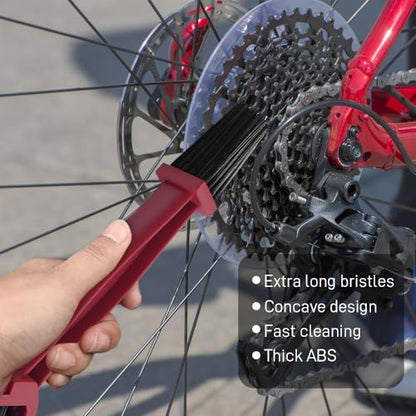 2PCS Bike or Motorcycle Chain Washer, Bicycle Cleaning Chain Double-Ended Brush, Black Durable Motor Chain Gears Cleaning Square Head Brushes, Universal Cleaning Tool (Red/2PCS) - color: Red/2PCS