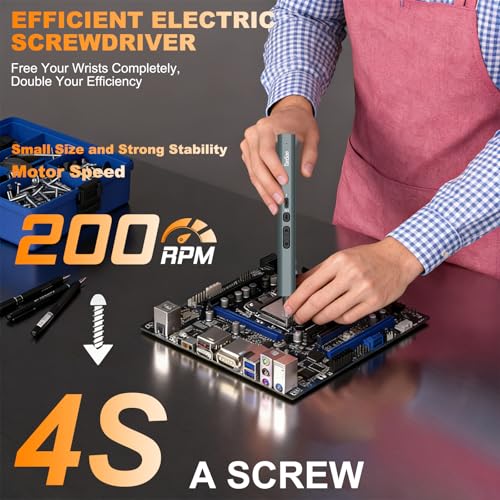 Precision Electric Screwdriver Set,160-in-1 Mini Electric Screwdriver,650mAh Rechargeable Screwdrivers,S2 Magnetic Bit,3 Torque Settings,Repair Tool Kit for Computer Phone Laptop Camera Watch Glasses - color: 160 Grey