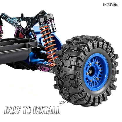 Rc Wheels and Tires Set for 1/10 Slash 2WD 4×4 4WD,Senton,Axia1,Redca t,Rc4w d,Detachable Replacement Running on Off-Road Tire,on-Road Tire w/12mm/14mm/17mm Hex,Soft Tires Plastic Rim,Navy Blue - color: Navy Blue (1/10)