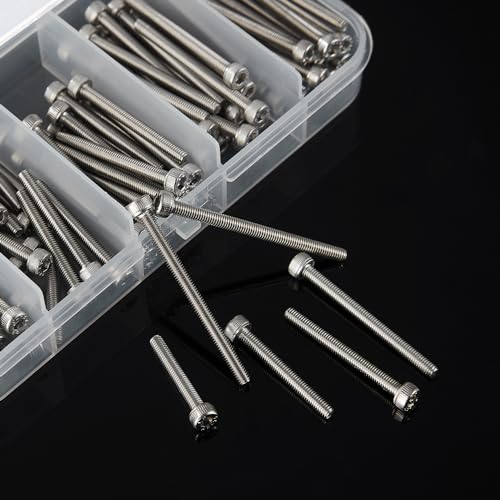 M3 x 20mm 25mm 30mm 35mm 40mm Socket Head Cap Screws Bolts, Stainless Steel 304, Metric Allen Hex Drive, Bright Finish, Fully Threaded, Assortment Kit 100PCS - size: Socket M3x20-40 mm