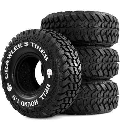1.9 RC Tires 1/10 Soft Rubber All Terrain Crawler Tyres OD 4.65 for 1:10 Rock Mud Crawler Car Traxxas TRX4 Axial SCX10 II RC4WD D90 TF2 Tamiya CC01 Gen8 1.9 inch Beadlock Wheels Rims