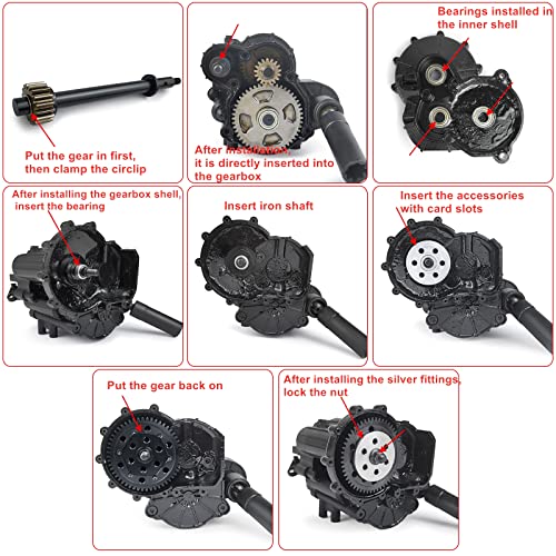 Gearbox Gear Modification Kit for Axial SCX6 JLU Jeep Trail Honcho | Metal Steel Motor Gear Set AXI05000 AXI05001 1/6RC Crawler Truck Buggy Upgrade Parts