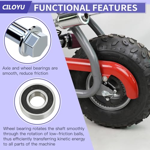 14mm 290mm Mini Bike Rear Wheel Axle Kit for CT200U-EX BT200X | Minibike Axle with 6202RS Rear Bearing Compatible with Coleman 196CC 200CC 6.5HP Mini Bike Parts 15mm Chain Adjuster - size: 290mm rear axle