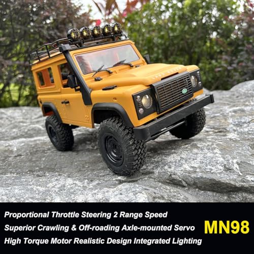 HLSFWDRIVE MN98 RC Crawler Remote Control Truck Off Road Land Rover RTR | 1/12 Scale RC Rock Crawler 4x4 All Terrain 280 Motor Proportional Control Upgraded Chassis Hobby Toy Adult