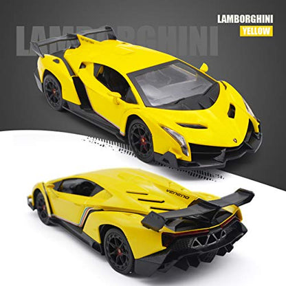 Remote Control Car Lamborghini Licensed 1:24 RC Car 2.4G,Yellow | Veneno Officially Licensed LED Lights Toy RC Cars Model Vehicle for Boys 6,7,8 Years Old - color: Yellow
