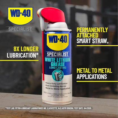 WD-40 Specialist White Lithium Grease, New Bigger Can, 13.3 OZ [6-Pack] | Heavy-Duty Grease for Chassis & Suspension, Heavy Equipment, Industrial Strength for Automotive, Construction & Industrial - size: 6-pack