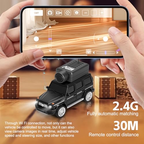Wltoys 1:64 FPV RC Drift Car, 720P WiFi APP, 2.4GHz Gyro | HD Camera with Real‑time Video. Dual Control: Remote or Phone App. 3 Speeds & Suspension. LED Lights for Hobbyists - color: Black