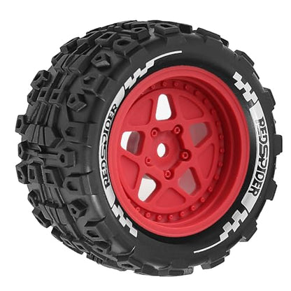 Monster Truck Tires 1/16 1/18 OD'2.95inch for ARRMA Granite Granite/Typhon, WLtoys A949, MJX Hyper Go H16, HAIBOXING 18859E (Red)