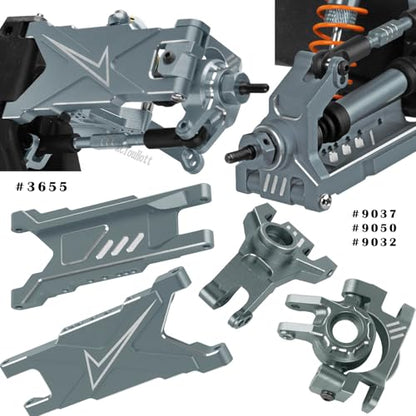 RC Upgrades Part for 1/10 Slash/Rustler/Stampede/Hoss 4x4 4WD VXL,Arm/Shocks/Caster Block,Steering Blocks,Stub Axle Carriers,Steering Bellcranks/Drive Shaft,Shock Tower/Links,Titanium - color: Titanium-(for 1/10）