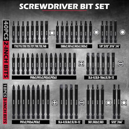 232-Piece Ultimate Screwdriver Bit Set, Cr-V Impact Driver Bit Set Includes Security Bits,Nut Driver, Ratchet Wrench and Bits Holder - style: 232 PCS Impact Ready Set