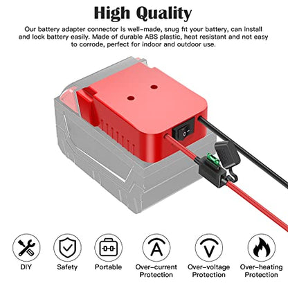 1 Packs Power Wheel Adapter for Milwaukee M18 Battery Adapter 18V Power Wheel Battery Conversion Kit with Switch, Fuse & Wire Terminals, 12AWG Wire, Power Connector for DIY Rc Car Toys and Robotics - size: 1 Pack