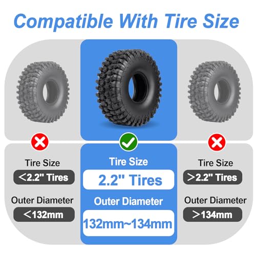 2.2" Crawler Tire Inserts, 4-Pack — Soft Silicone Rubber, Fits 132–134 mm (5.25" OD), 125×45 mm — Waterproof, Firm Sidewall Control, Rock/Trail Traction Boost (Blue) - color: Blue