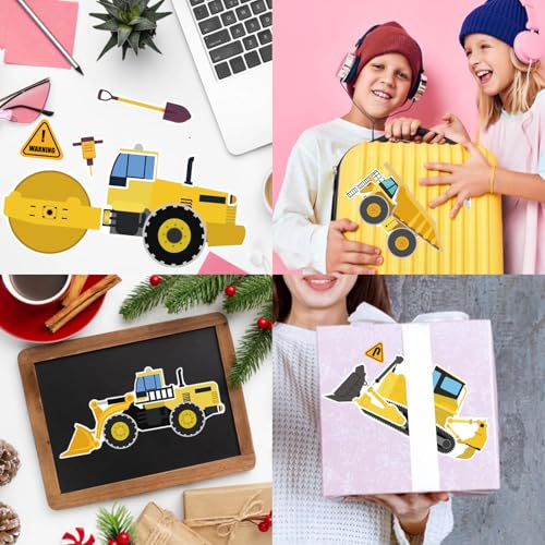 24 Sheets Make Your Own Construction Vehicle Stickers, Make-a-face Stickers | Engineering Vehicles Stickers for Kids Boys, Fire Trucks Excavator Construction for Kids Construction Themed Party Favors - style: Construction Vehicle
