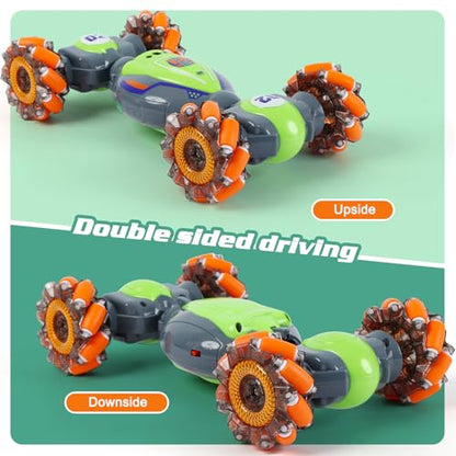 QXHOL Gesture Sensing RC Stunt Car, 4WD Remote Control Cars Toys | 2.4Ghz Hand Control Drift Car with Lights Music for Boys 6-12 Year Old, Best Birthday Gifts for Kids - color: Grey Green