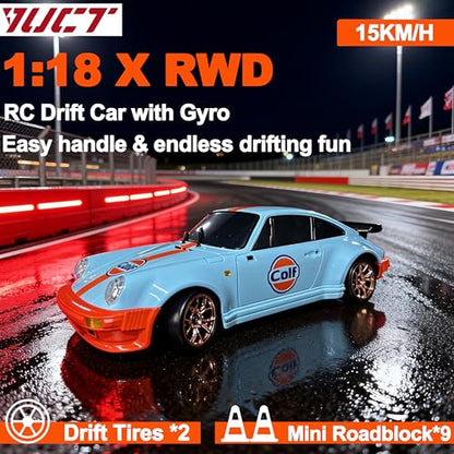 YUCT LDRC LD1898 1/18 RWD RC Porsche Drift Car with Gyro（Blue | RC Drift Car with Proportional Throttle Steering, Metal Drive Shaft & Alloy Shell Adults - color: Ld1898-blue