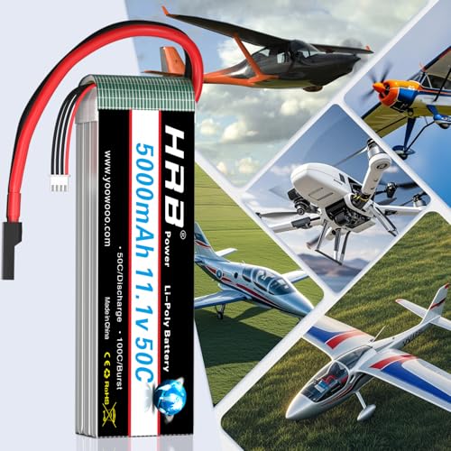 HRB 3S 5000mAh Lipo Battery 11.1V 50C TR Compatible with RC Plane