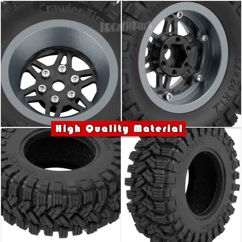 RC 1.2" Carbon Fiber Beadlock Wheels and Tires for 1/18 TRX4M,1/24 SCX24 RC Crawler Car,4PCS Carbon Fiber 1.2 Wheels Rims & Rubber Tires - B - style: 1.2 Tires - (B)