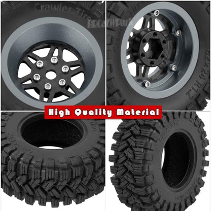 RC 1.2" Carbon Fiber Beadlock Wheels and Tires for 1/18 TRX4M,1/24 SCX24 RC Crawler Car,4PCS Carbon Fiber 1.2 Wheels Rims & Rubber Tires - B - style: 1.2 Tires - (B)