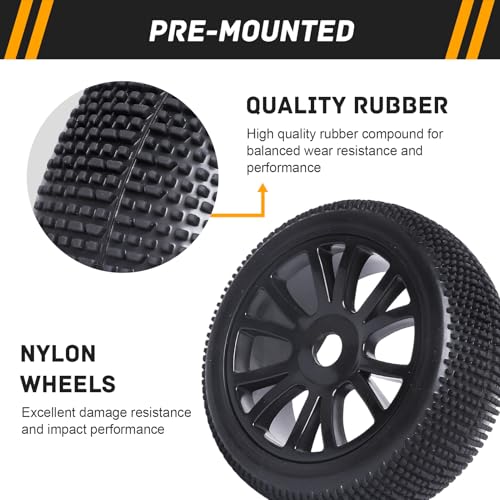RC Buggy Wheels and Tires with 17mm Hex for 1/8 Arrma Typhon 6S BLX Losi 8IGHT HPI Racing Trophy Brushless RC Off Road Car, 4PCS