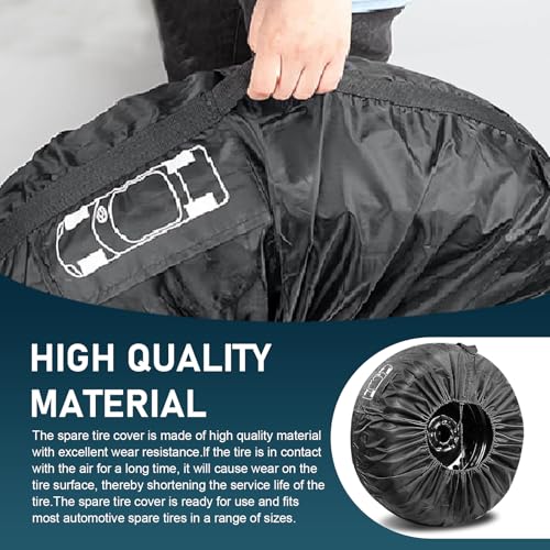 Car Spare Tire Cover, Waterproof Anti-scratch Oxford Cloth Protector with Adjustable Clip, Side Tool Pouch and Wider Handle Foldable Bag with Clear Marking, for 19" - 23" Tire (Black) - color: Black #Large