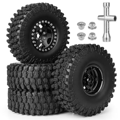 1/10 Scale RC Crawler 1.9 Aluminum Beadlock Wheels and Tires 4.72" 120mm Height Soft Great Grip for Traxxas TRX4 Axial SCX10 II III Redcat Gen 8 Rocks Mud (Style B) - color: Style B