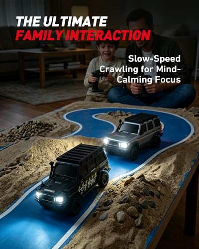ARRIS 1/43 Desktop RC Crawler 4WD with Full Proportional Control | Smart App Control, Independent Suspension, Two Body Shells, LED Lights, Mini Trail Fun - color: Grey
