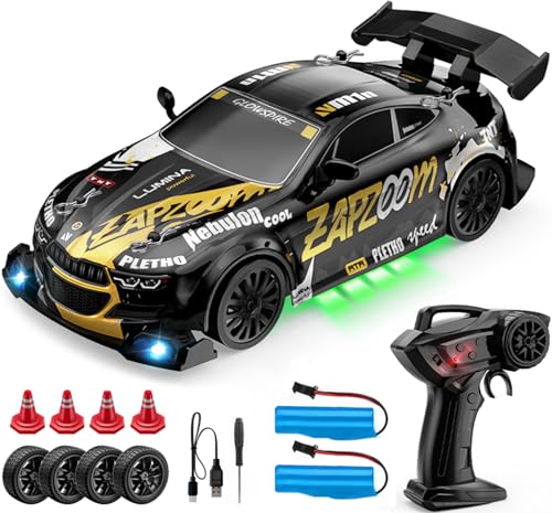 1:24 Scale RC Drift Car 4WD 2.4GHz High Speed Racing Sport Toy Car with LED Lights, Racing and Drift Wheels (E81-Black) - style: E81-Black