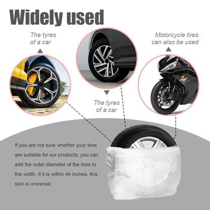 8PCS Extra-Large Tire Covers, Tire Storage Bags, Waterproof Dustproof Wheel Protective Cover, Automotive Accessories Tear-Resistant Plastic Spare Tyre Bags Universal for Most Vehicles (8PCS)